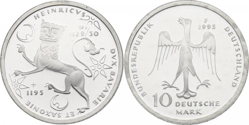 Germany 1995 KM# 186 F 10 Deutsche Mark Proof