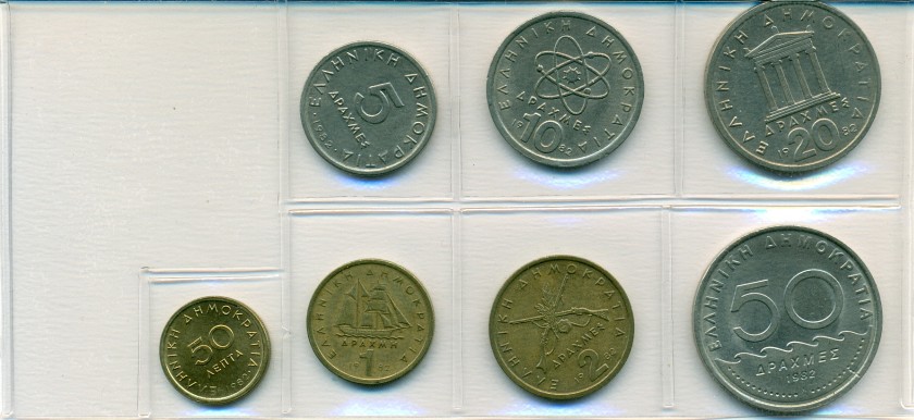 Greece 1982 7 coins AU - UNC