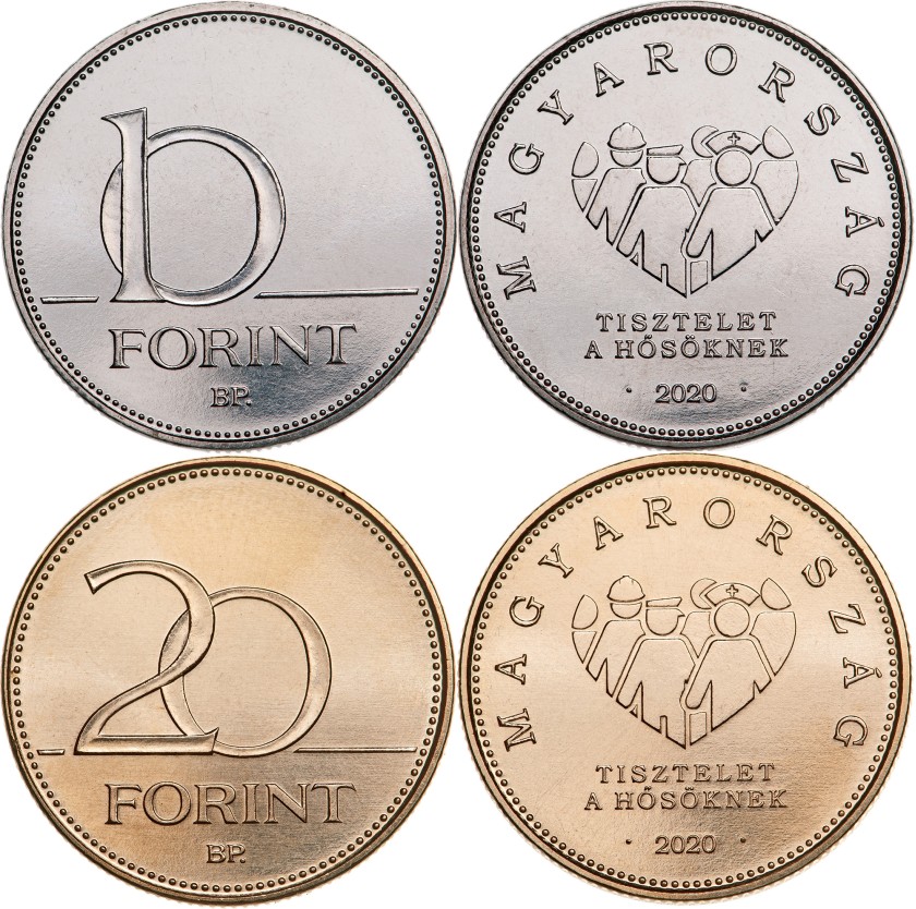 Hungary 2020 10 20 Forint Tribute to the Heroes of Emergency 2 coins UNC