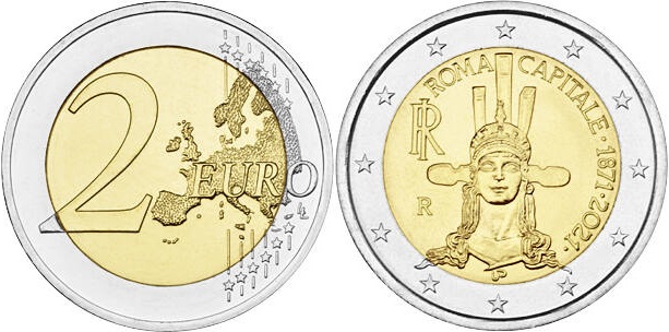 Italy 2021 2 Euro 150th Anniversary of the institution of Rome Capital of Italy