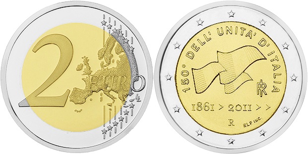 Italy 2011 2 Euro The 150th anniversary of the unification of Italy UNC
