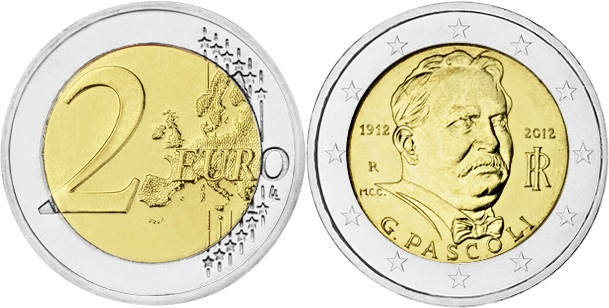 Italy 2012 2 Euro 100th anniversary of the death of Giovanni Pascoli UNC