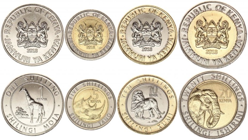 Kenya 2018 4 coins UNC