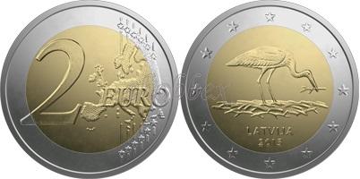 Latvia 2015 2 Euro Stork UNC