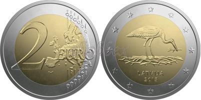 Latvia 2015 2 Euro Stork UNC