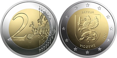 Latvia 2016 2 Euro Vidzeme UNC
