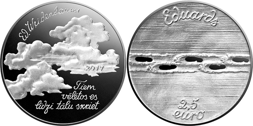 Latvia 2017 Eduards Veidenbaums 2 coins Proof