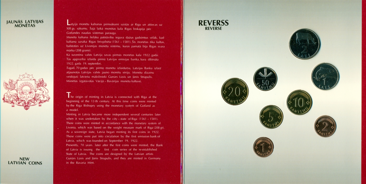 Latvia 1995 Latvian mint set 1995. Uncirculated