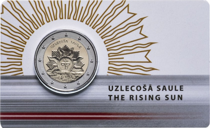 Latvia 2019 2 Euro The Rising Sun Coin Card BU