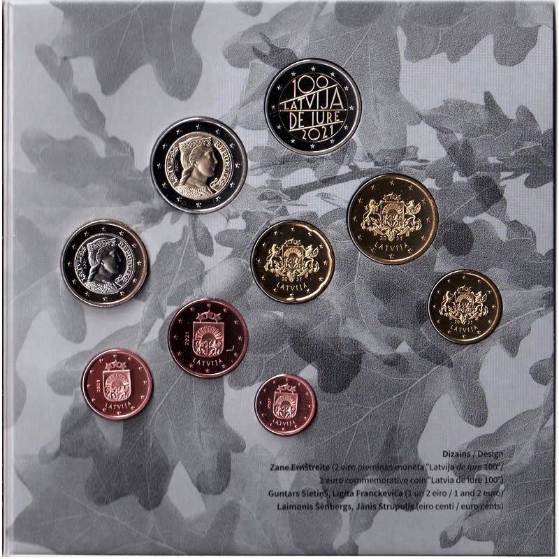 Latvia 2021 Mint set of Latvian euro coins