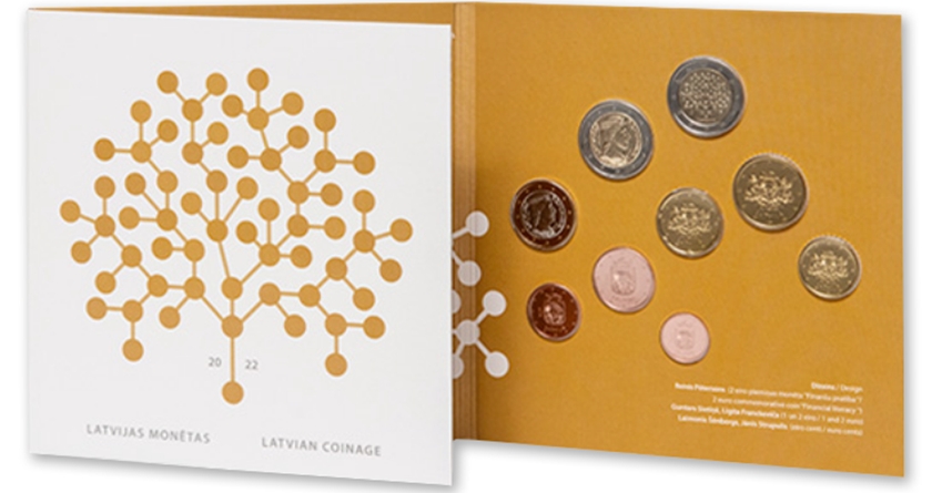 Latvia 2022 Mint set of Latvian euro coins