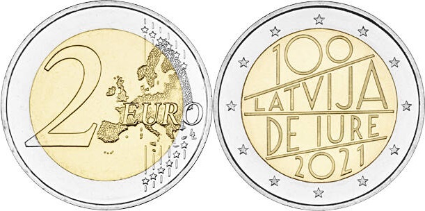 Latvia 2021 2 Euro The 100th anniversary of Latvia’s international recognition