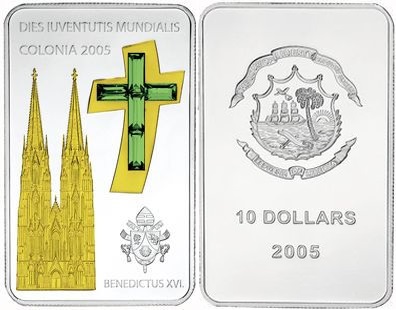 Liberia 2005 10 Dollars Benedictus World Youth Day Cologne Silver Proof - like