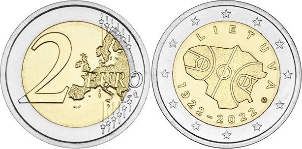 Lithuania 2022 2 Euro 100 years of Basketball in Lithuania UNC