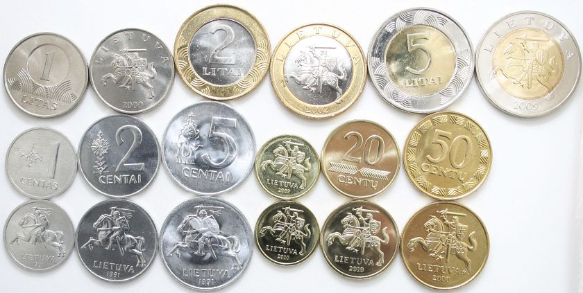 Lithuania 1991 - 2013 9 coins UNC