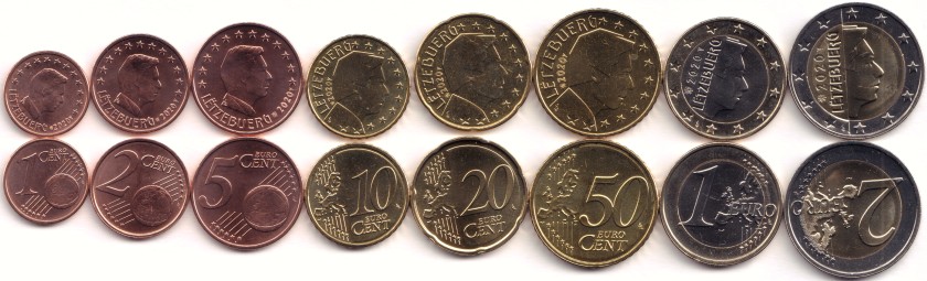 Luxembourg 2020 Euro coins set UNC