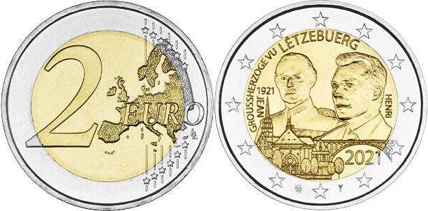 Luxembourg 2021 2 Euro The 100th anniversary of the Grand Duke Jean UNC