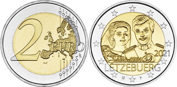 Luxembourg 2021 2 Euro The 40th anniversary of the marriage of Grand Duke Henri
