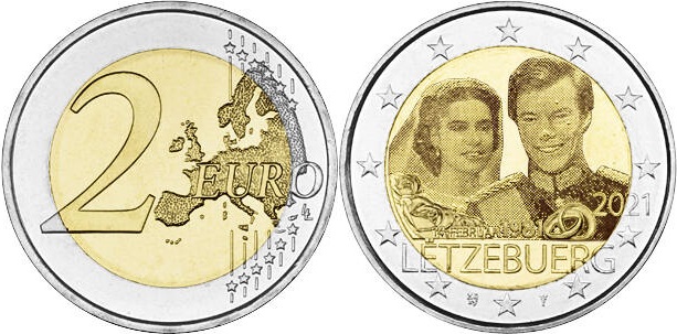 Luxembourg 2021 2 Euro The 40th anniversary of the marriage of Grand Duke Henri 