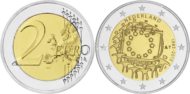 Netherlands 2015 2 Euro 30 Years of the European Union flag UNC