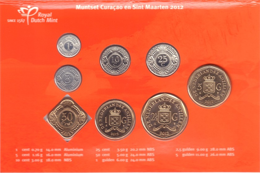 Netherlands Antilles 2012 KM# 32 - 38, 43 Mint Set 8 coins UNC