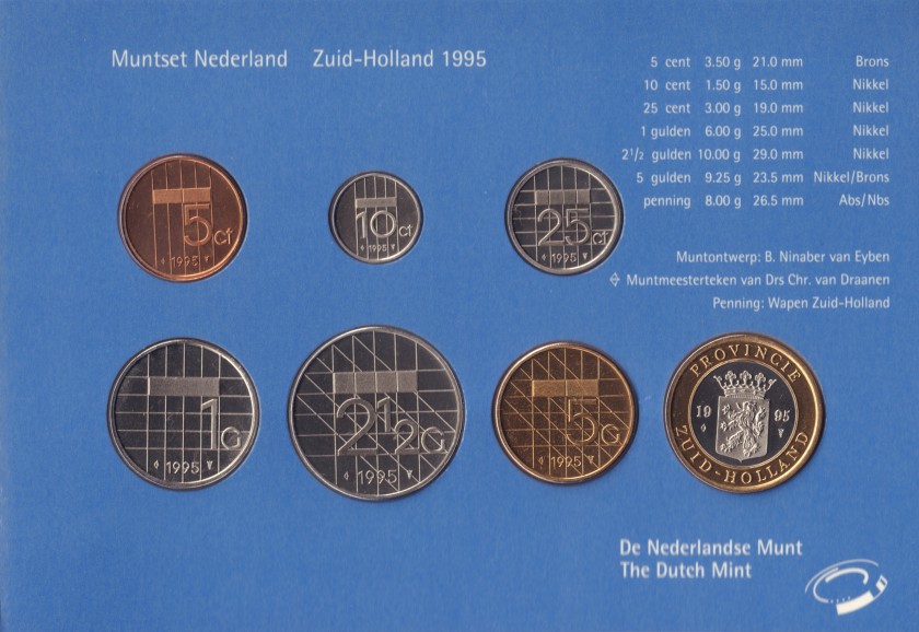 Netherlands 1995 KM# 202 - 206, 210 Mint Set 6 coins UNC