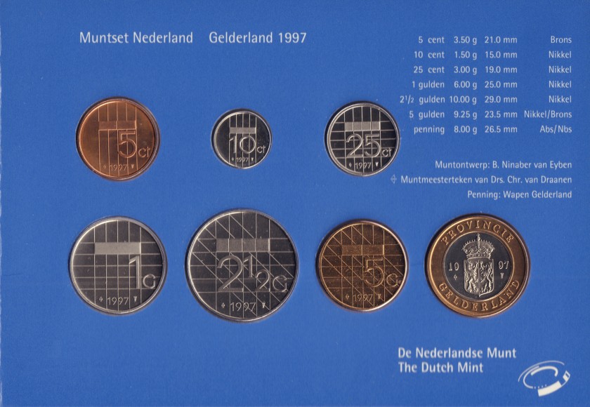 Netherlands 1997 KM# 202 - 206, 210 Mint Set 6 coins UNC