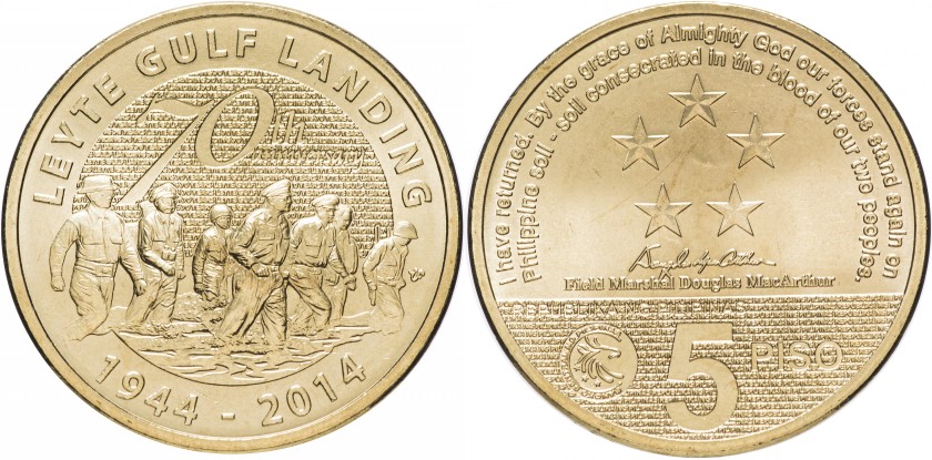 Philippines 2014 5 Piso Battle of Leyte Gulf UNC