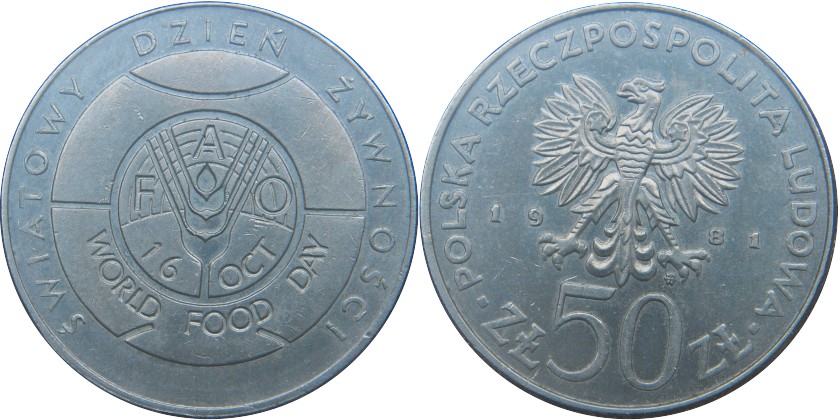 Poland 1981 Y# 127 50 Złotych FAO UNC