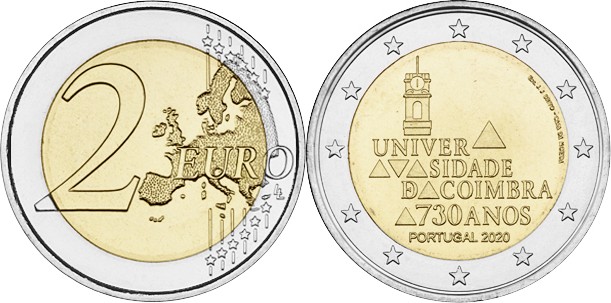 Portugal 2020 2 Euro 730 Years of the University of Coimbra UNC