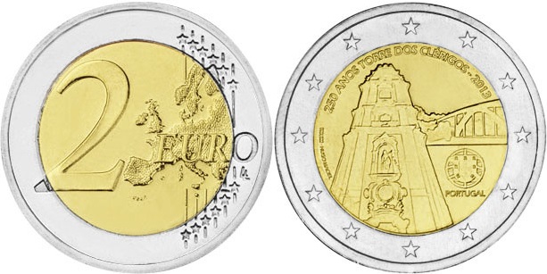 Portugal 2013 2 Euro The 250th anniversary of the construction of Torre dos Cler
