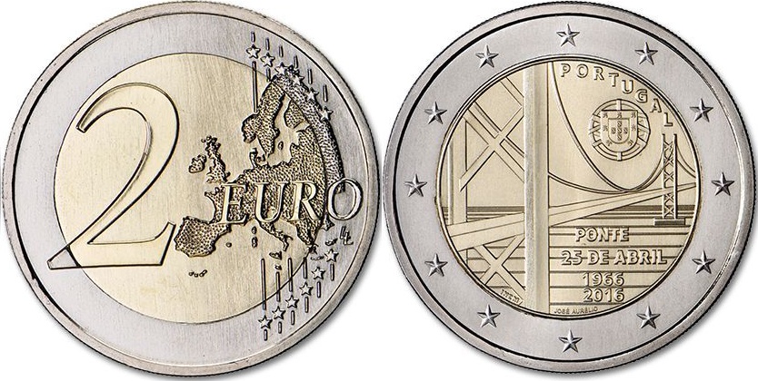 Portugal 2016 2 Euro The Fifty Years of 25th April Bridge