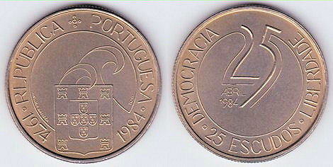 Portugal KM# 623 25 Escudos 1984 UNC