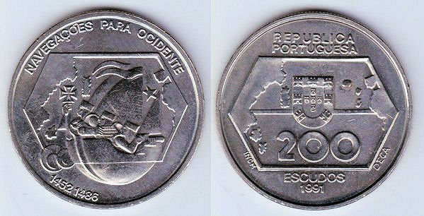 Portugal KM# 659 200 Escudos 1991 UNC
