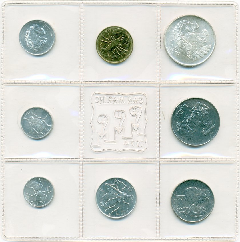 San Marino 1974 KM# 30-37 Mint set UNC