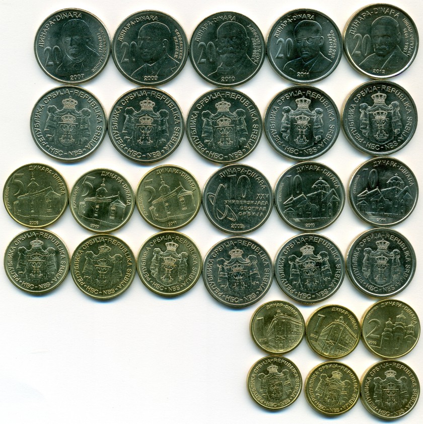 Serbia 2007-2012 14 coins UNC