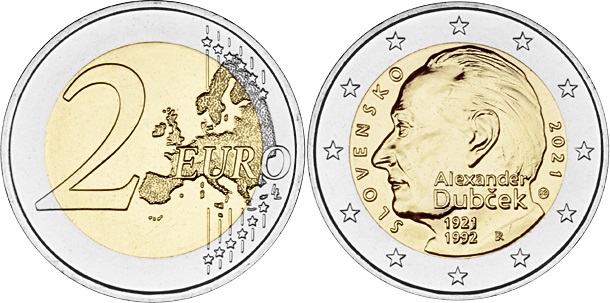 Slovakia 2021 2 Euro Alexander Dubček UNC