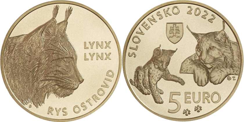 Slovakia 2022 5 Euro Lynx UNC