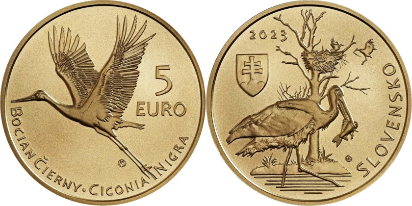 Slovakia 2023 5 Euro Black stork UNC
