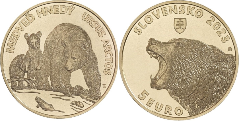 Slovakia 2023 5 Euro Brown bear UNC