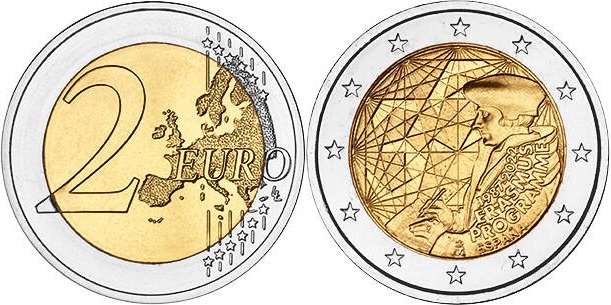 Spain 2022 2 Euro The 35th anniversary of the Erasmus Programme UNC