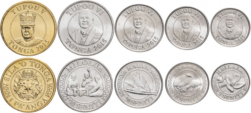 Tonga Islands 2015 KM# 226 - 230 5 coins UNC