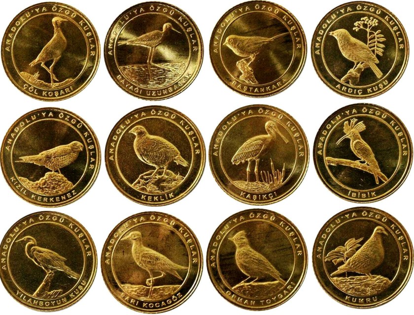 Turkey 2020 - 2021 1 Kurus Birds 24 coins UNC