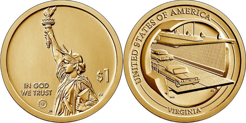 United States 2021 Dollar Virginia D UNC