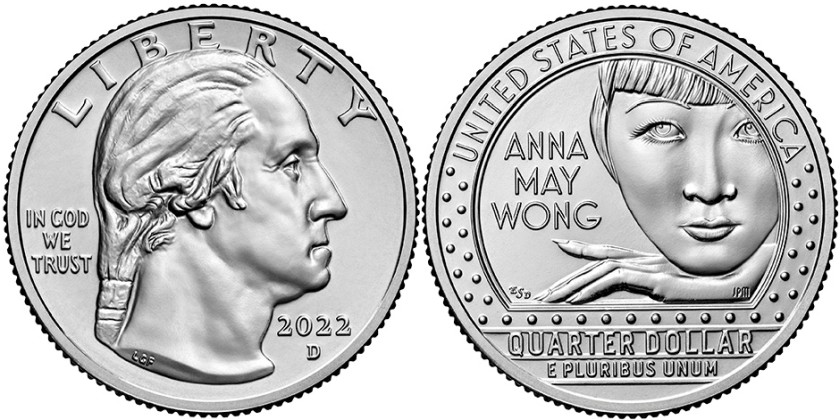 United States 2022 25 Cents Anna May Wong D UNC