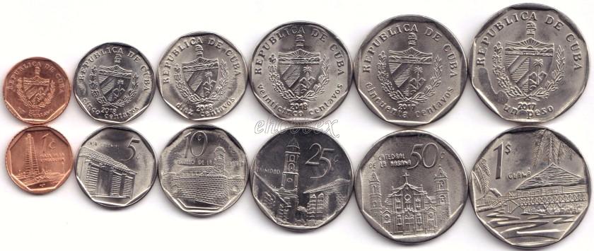 Cuba 2007 - 2018 KM# 729, 575 - 579 1,5,10,25,50 Centavos 1 Peso 6 coins  AU/UNC | Ehobbex