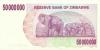 Zimbabwe P57 50.000.000 Dollars 2008 UNC