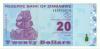 Zimbabwe P95 20 Dollars 2009 UNC