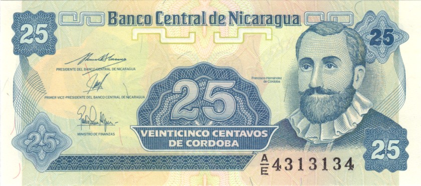 Nicaragua P170 4313134 RADAR 25 Centavos de Cordoba 1991 UNC