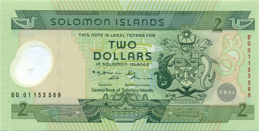 Solomon Islands P23 2 Dollars 2001 UNC